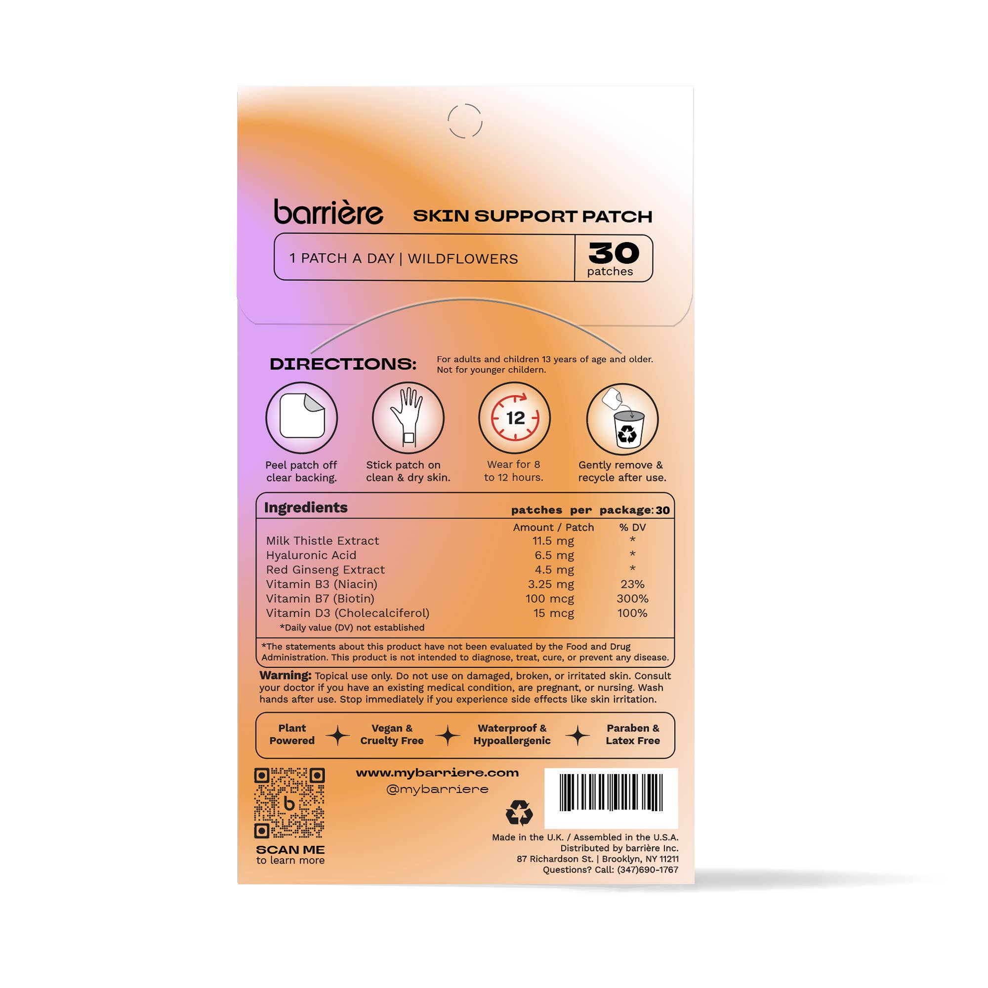 Barriere Skin Support Vitamin Patch 30pk- multicolor wildflower print