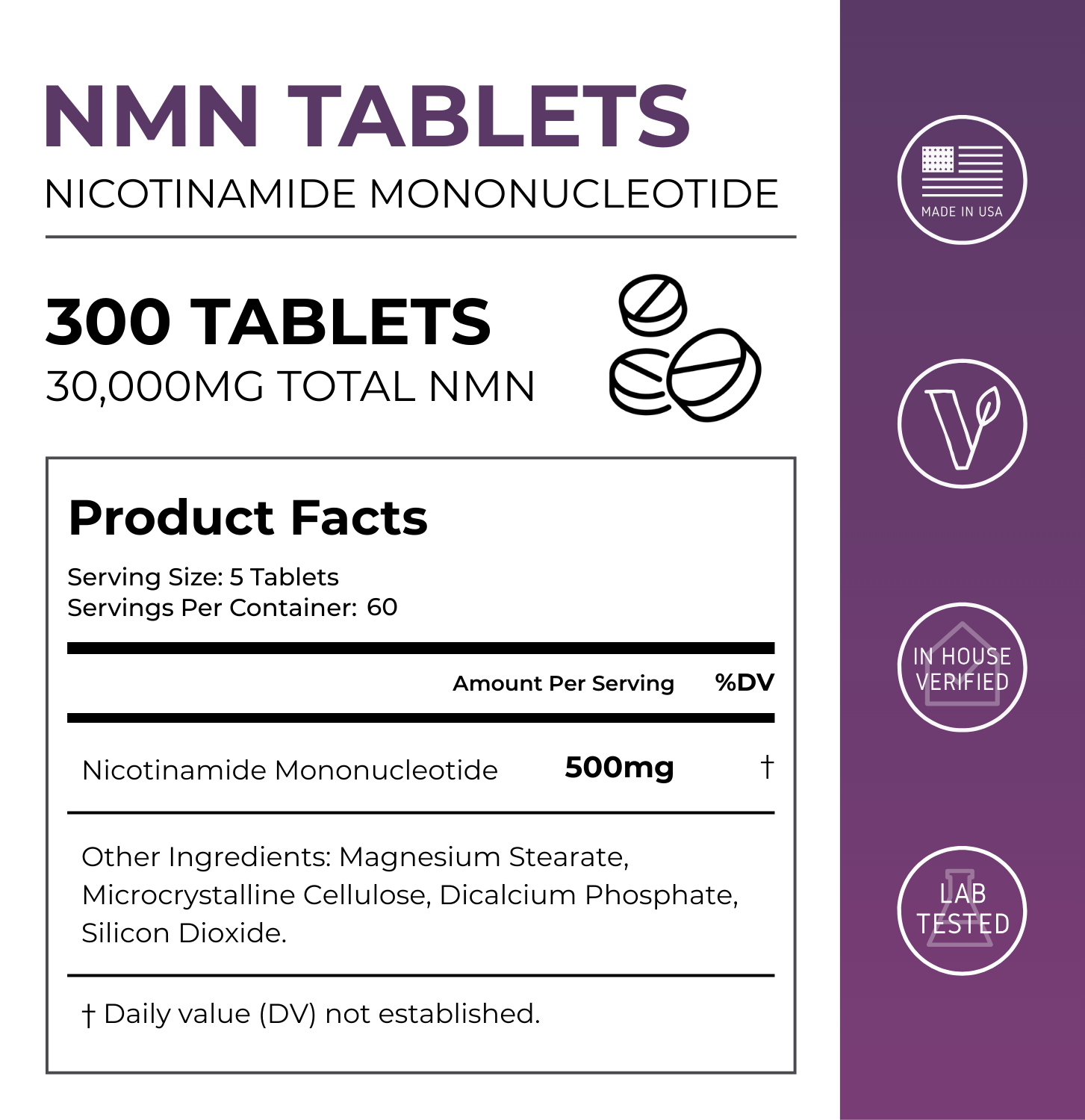 Neurogan NMN Tablets 30,000 mg – 500 mg Per Serving