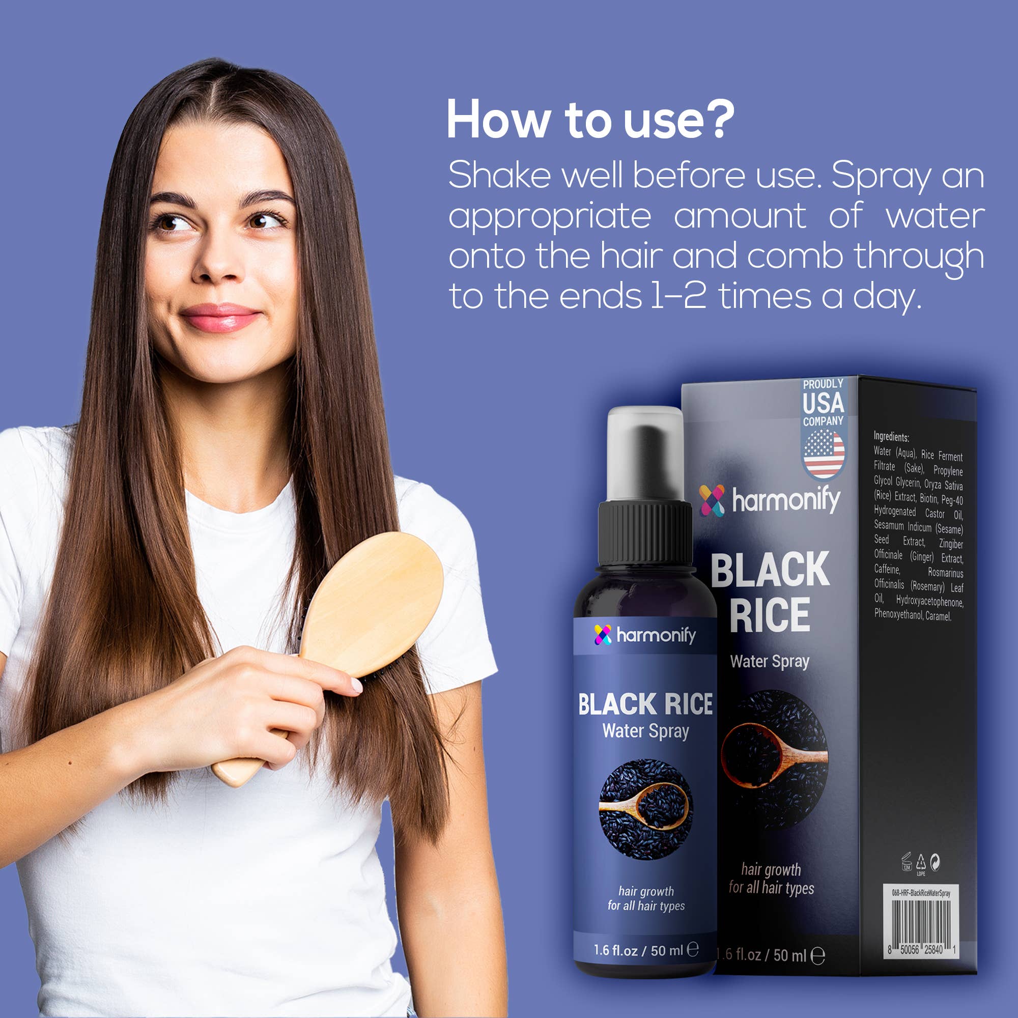 Harmonify Black Rice Water Spray — Korean Fermented Hair Growth Serum