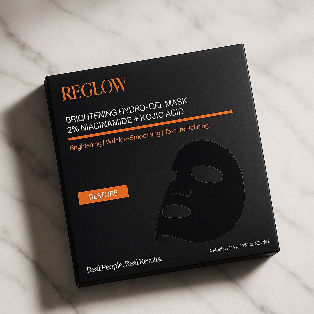 ReGlow Brightening Hydro‑Gel Mask – 2% Niacinamide + PDRN + Kojic Acid (4 Pack)