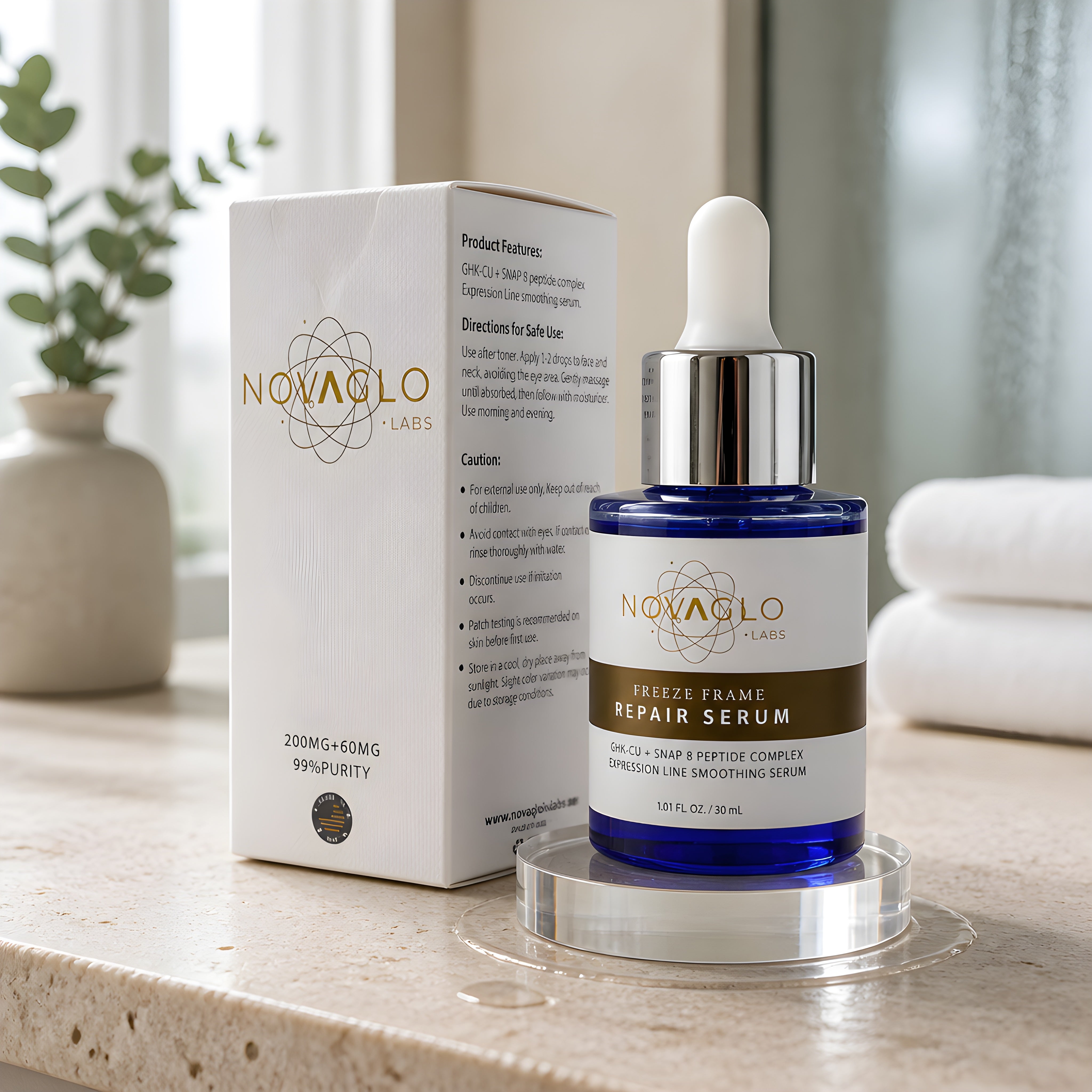 Novaglo Freeze Frame GHK-Cu + SNAP 8 Peptide Complex | Smoothing