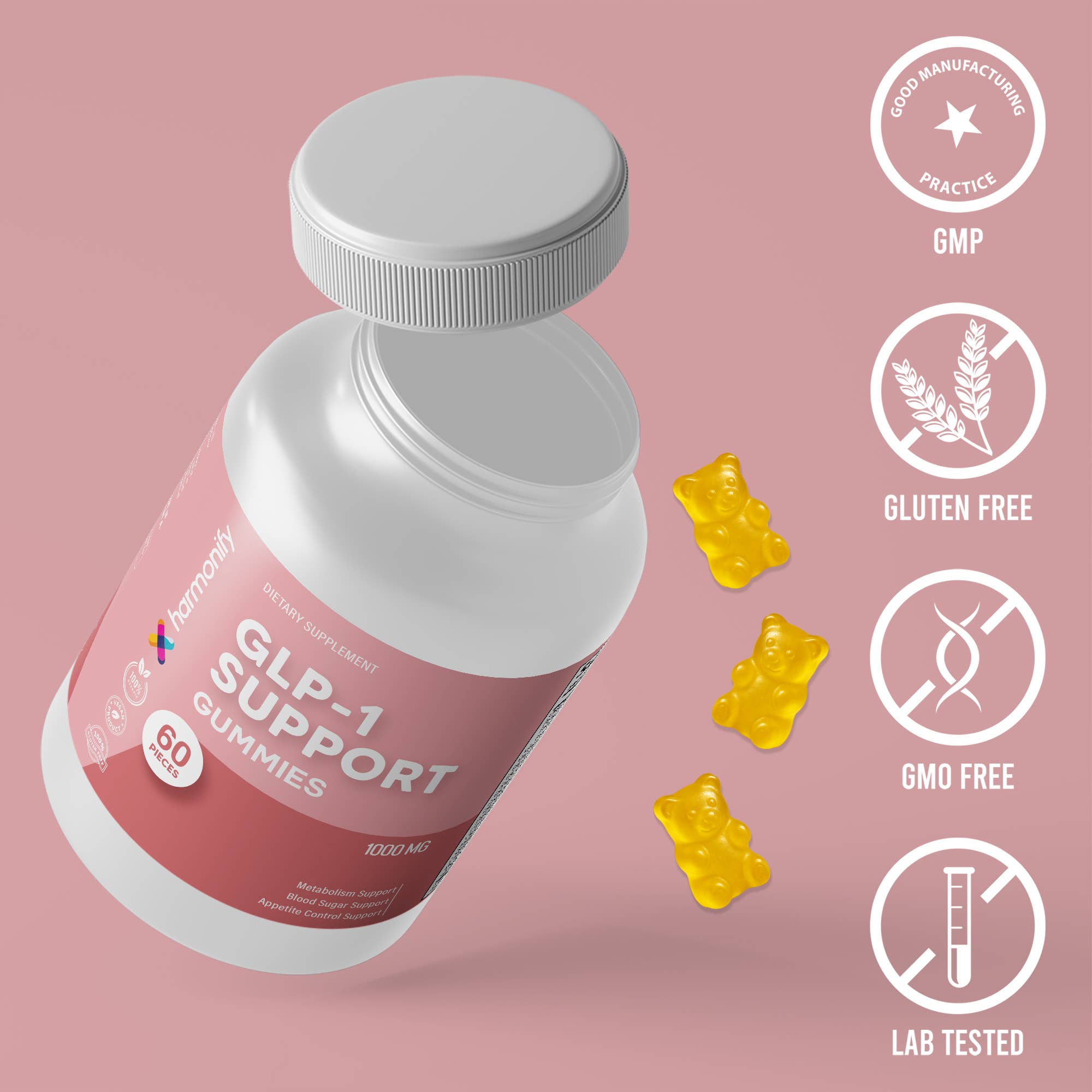 Harmonify GLP-1 Support Gummies 1000mg — Metabolism & Appetite Support