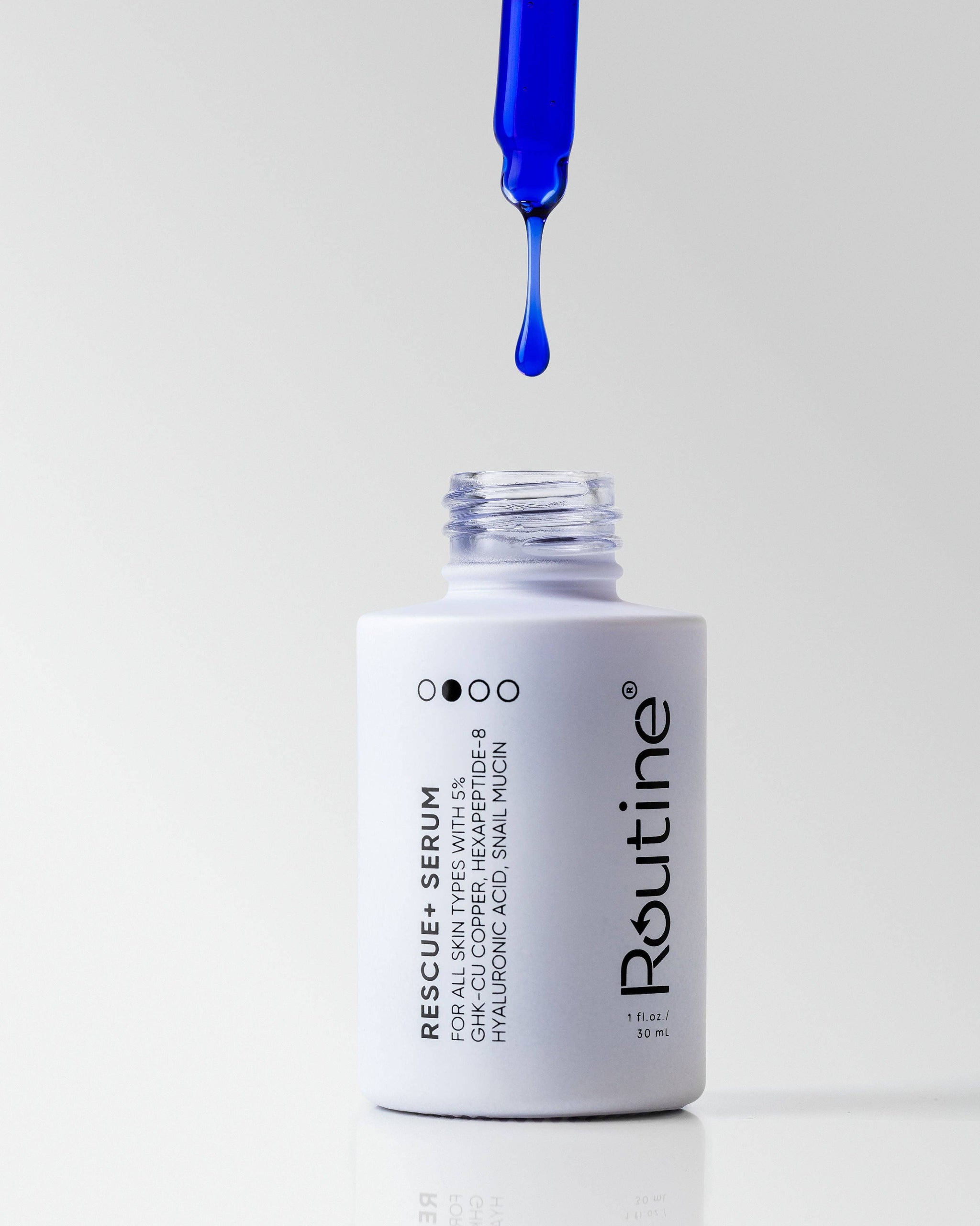 Routine Skin Rescue+ Serum lifestyle – applied to face and neck