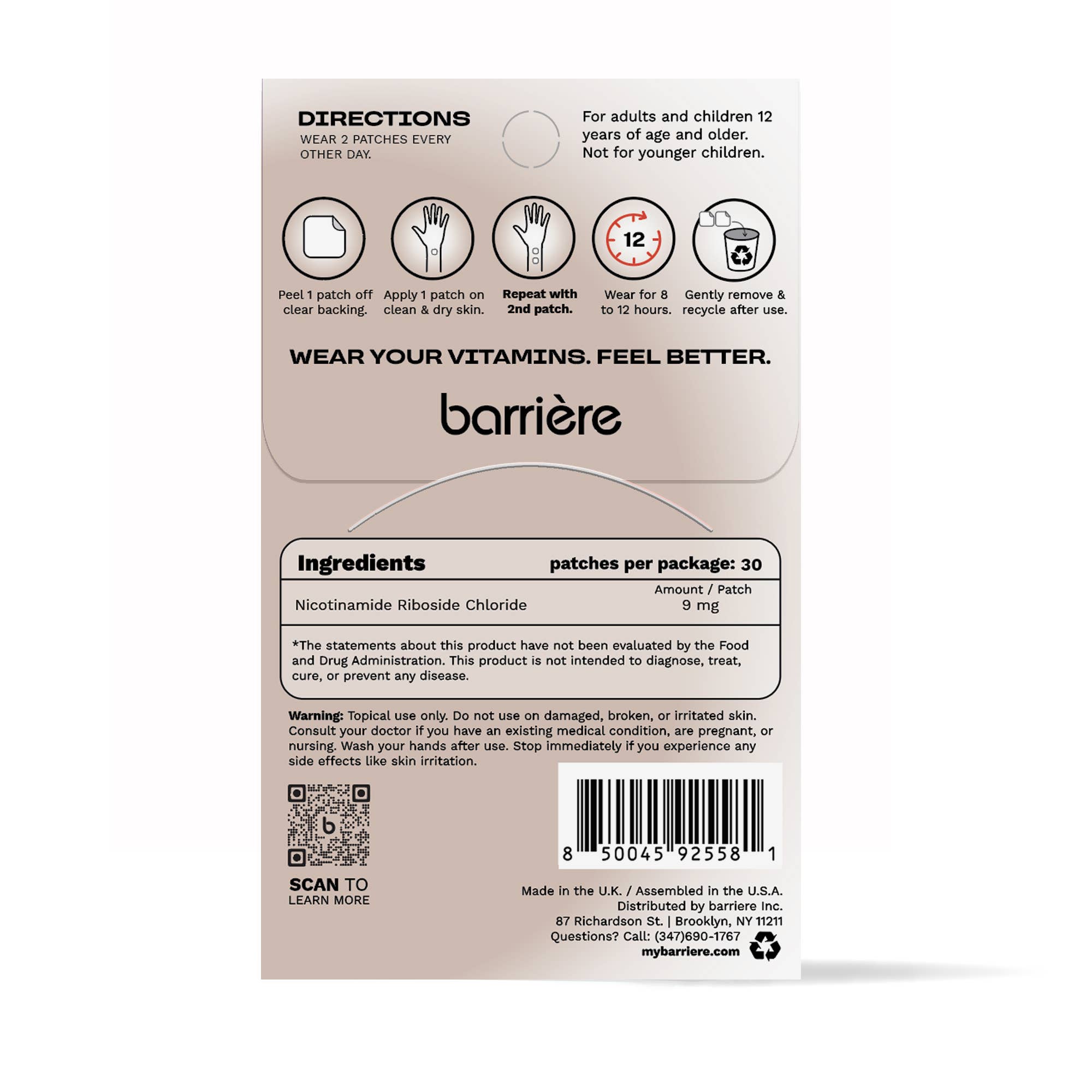 Barriere YOUth Repair NAD+ Patches